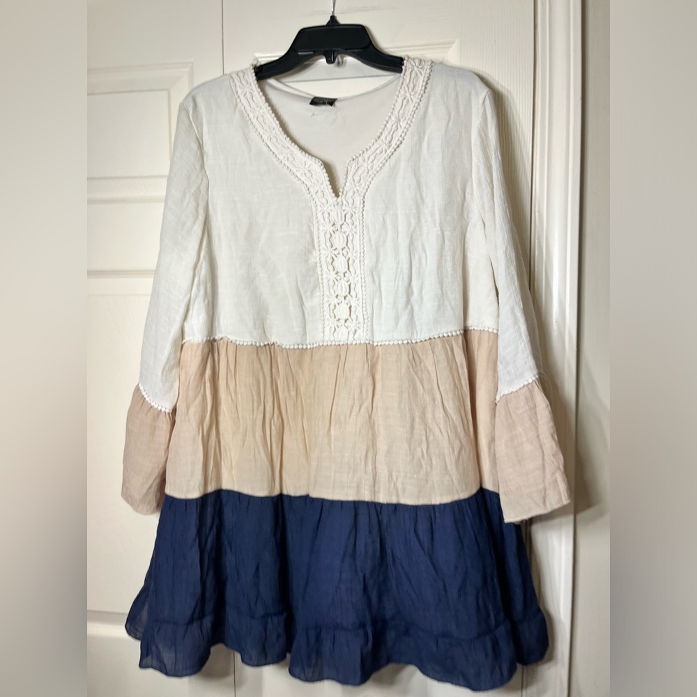 CALSTYLE Boho Chic Colorblock Tunic / Dress - Picture 3 of 7